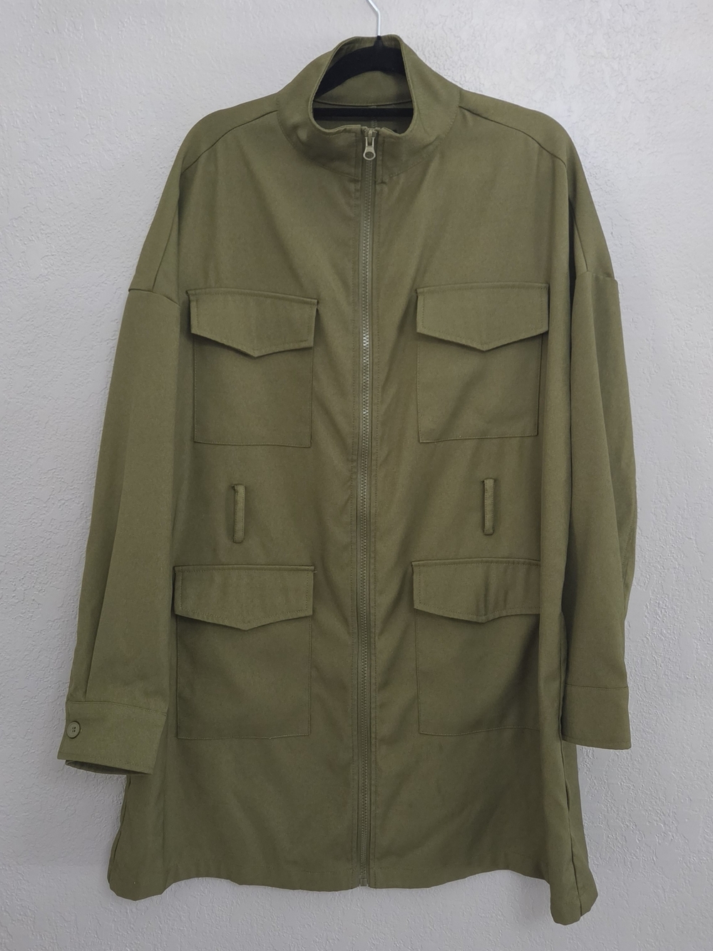 Fashion Nova Olive Military Field Zip Jacket